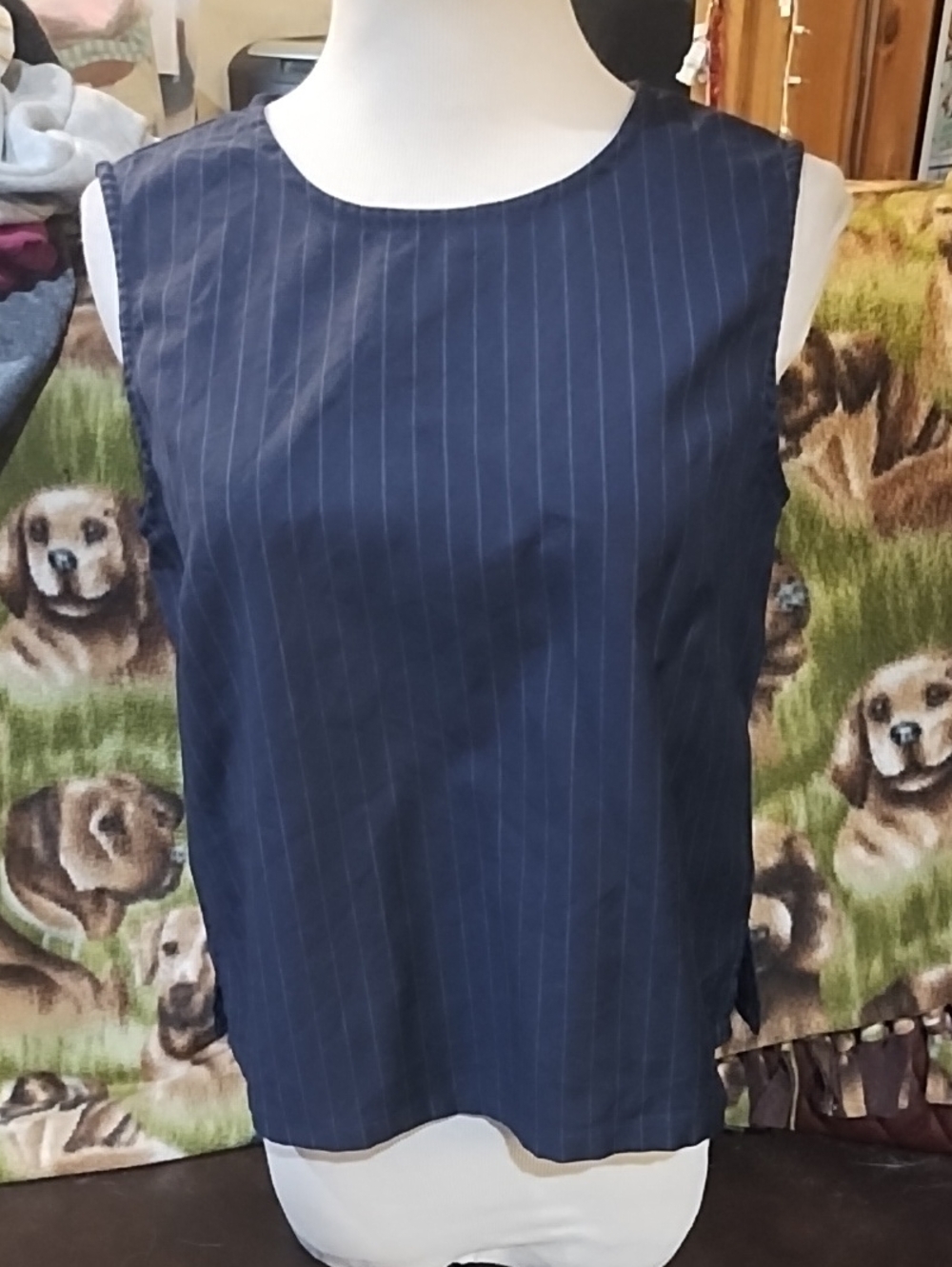 No Label Sleeveless Navy Pinstripe Shell Top